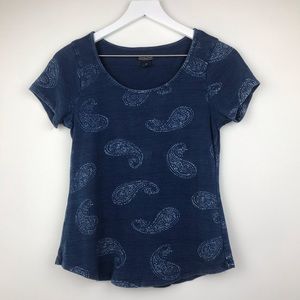 Lucky Brand Blue Denim Paisley Short Sleeve Shirt
